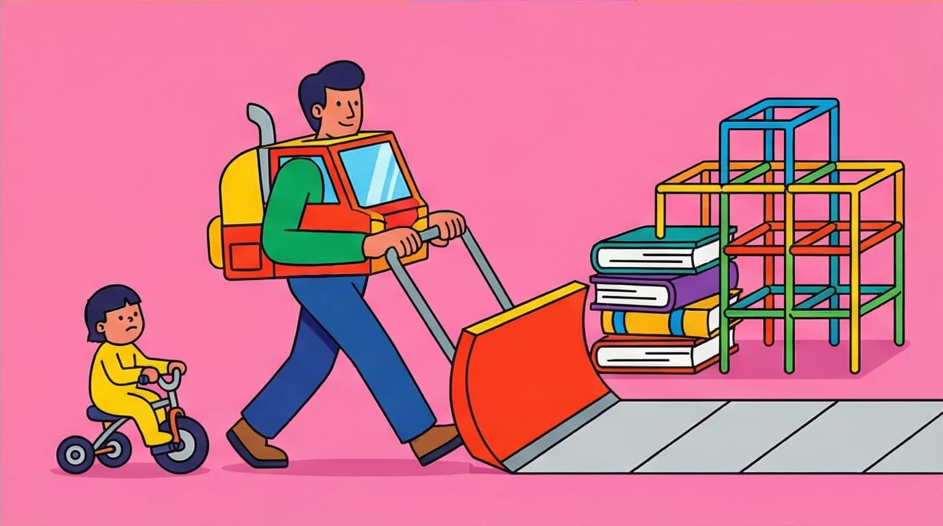 A visual metaphor for snowplow parenting, a common pitfall to avoid when trying to build grit and resilience in kids.