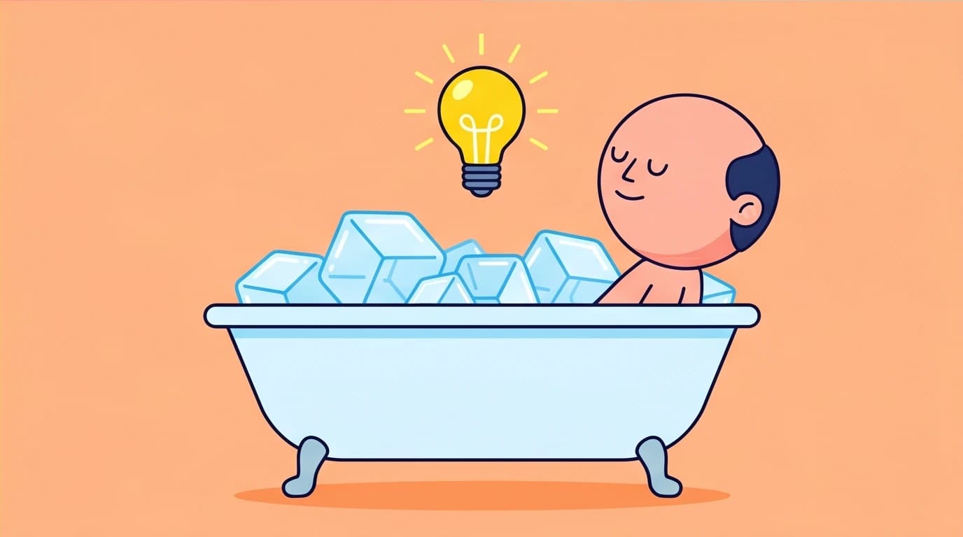 A person practicing emotional resilience training by micro-dosing adversity in a cold plunge to build mental toughness and stress resilience.