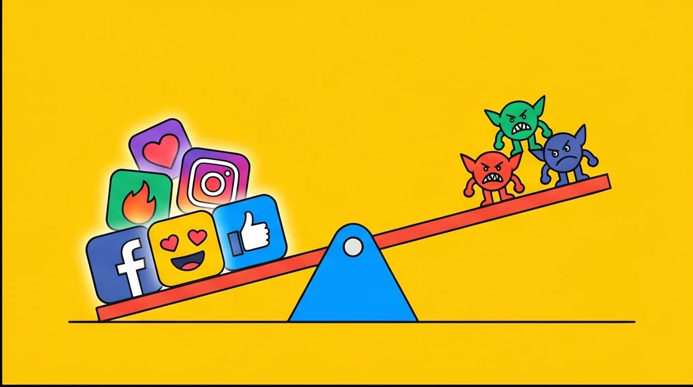 A visual metaphor of Dr. Anna Lembke's pleasure-pain seesaw, showing how cheap dopamine habits create a neurological imbalance.