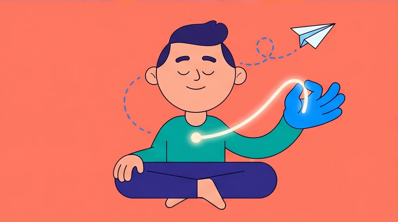 An illustration showing a person gently guiding their attention back to their breath, a crucial of the mindfulness meditation steps.
