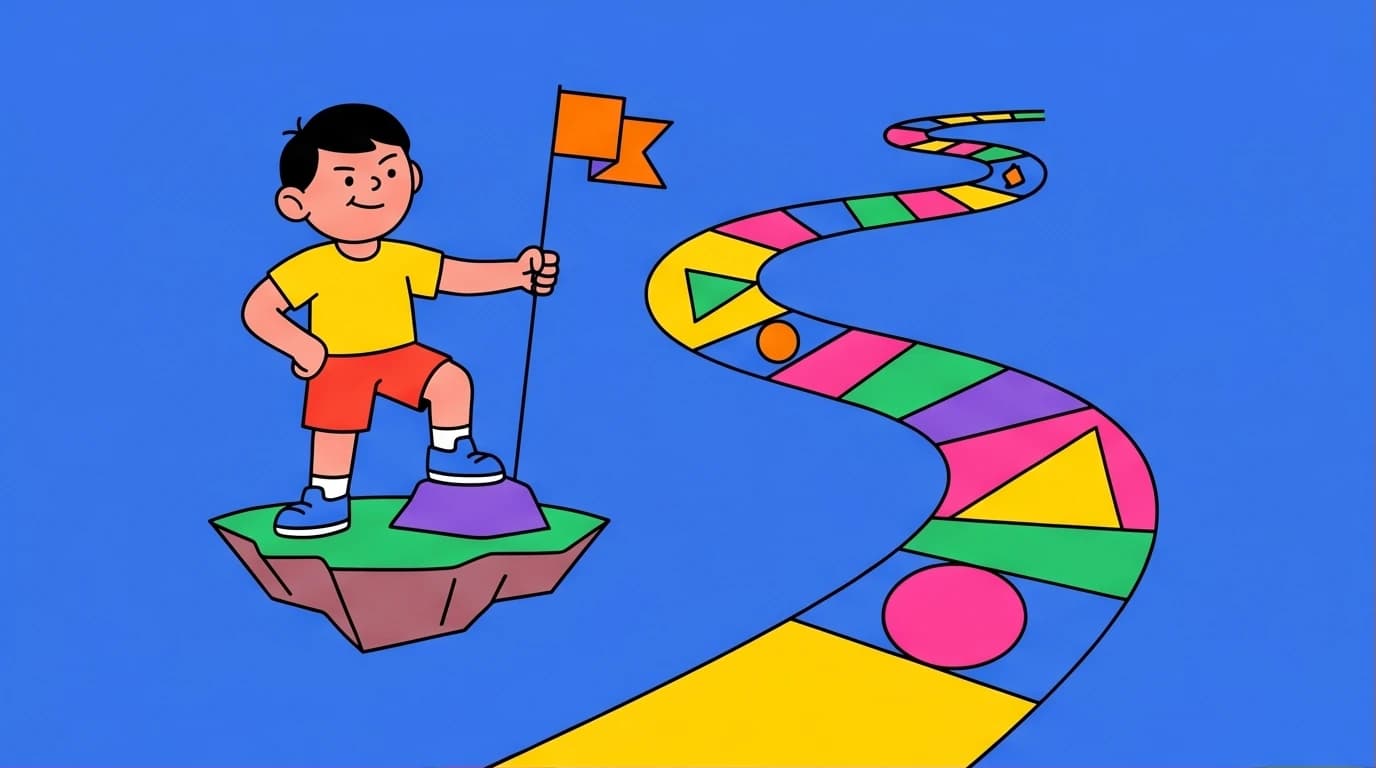 Illustration of a child planting a flag, representing the core idea of how to raise a leader through parenting strategies that foster independence and self-reliance.