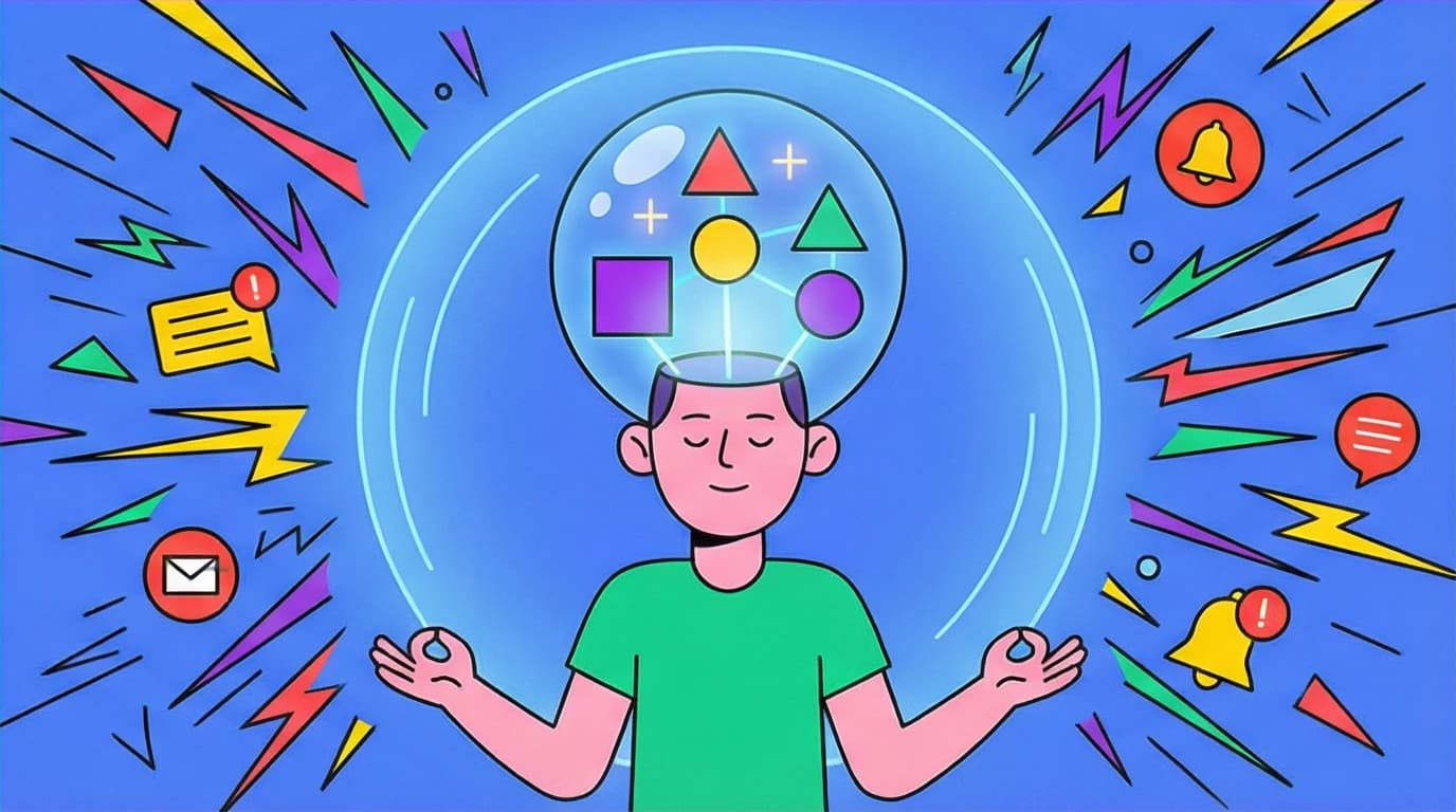 A person remaining calm while surrounded by chaos, symbolizing the mental resilience gained from reading Marcus Aurelius's Meditations correctly.