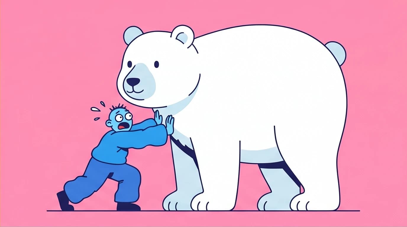 A visual metaphor for the psychological 'White Bear Effect,' where trying to suppress anxious thoughts only makes them stronger.