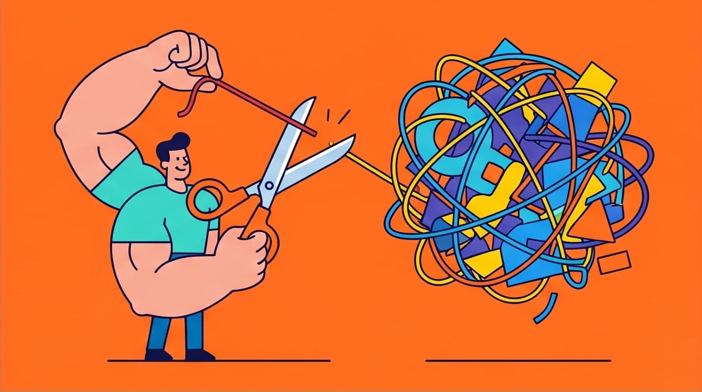 A person cutting a huge, complex project into a tiny first step, a key strategy to overcome procrastination and get started now.