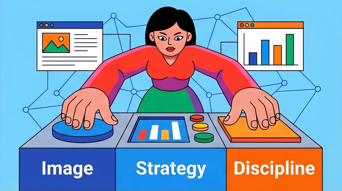 A person as a corporation, illustrating the Joan Crawford mindset of managing one's personal brand and career with aggressive, strategic discipline.