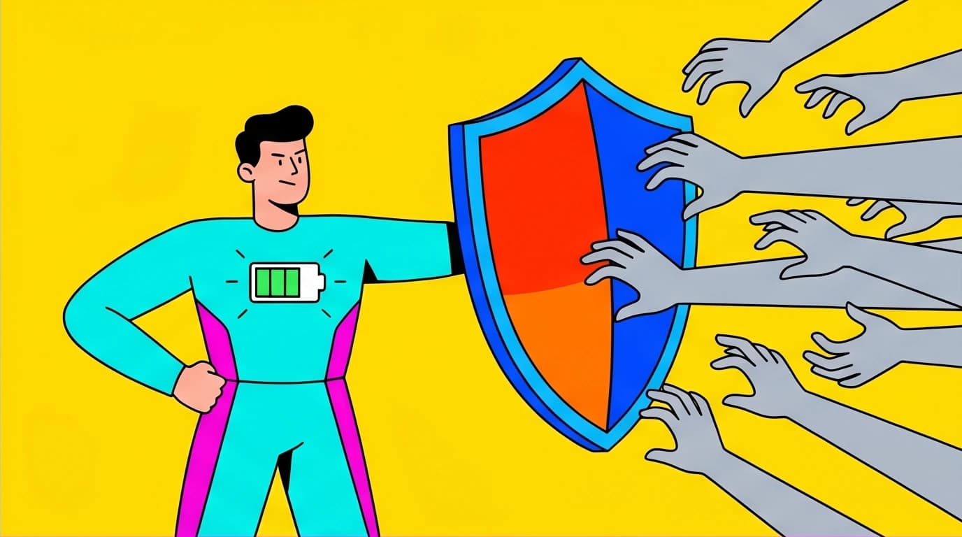 A character shields their energy from others, a concept from Kevin Tsai's quotes on setting boundaries and stopping people-pleasing.