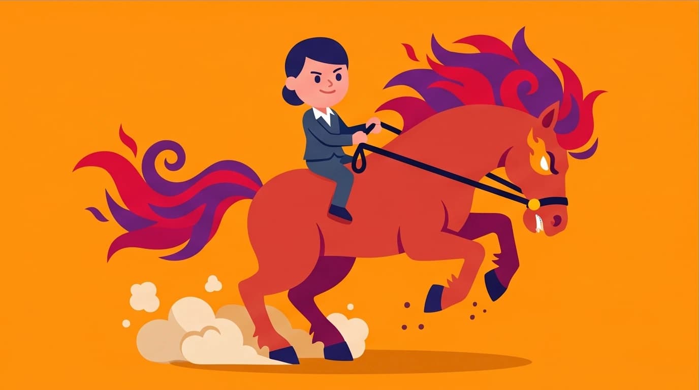 The 'Rider and Horse' metaphor from The Laws of Human Nature, illustrating how reason can achieve emotional control over primal emotions for better self-awareness.