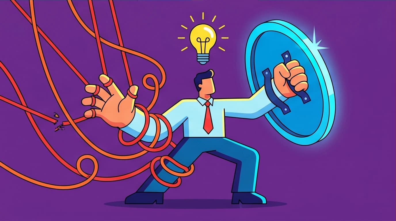 A leader breaks free from micromanagement strings to protect the team's vision, a key step for senior executive mindset development.