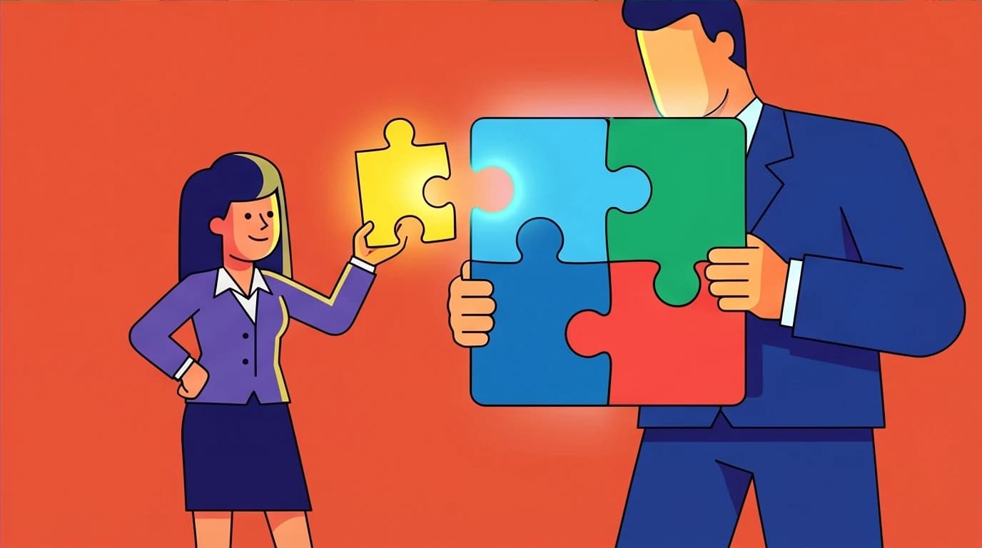 An employee demonstrating upward management skills by presenting a perfect solution to a superior, a crucial leadership technique.