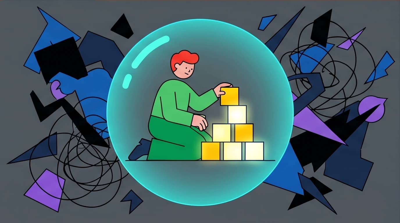 An image showing the stoicism in Cormac McCarthy's work, where a person creates internal order amidst external chaos, a key to mental toughness.