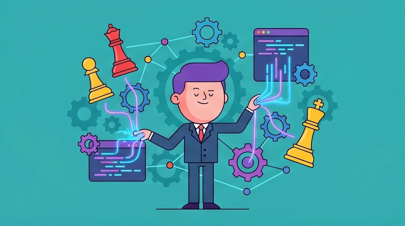 An illustration of a master strategist using Light Yagami intelligence to control a complex system of variables and data, representing high IQ habits.