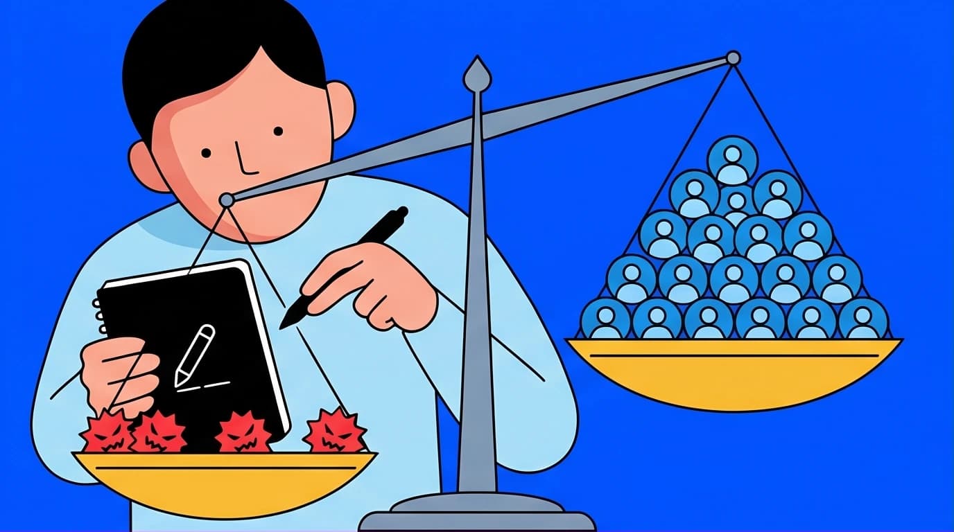 Illustration of Light Yagami's philosophy, weighing mass murder against a utopia, exploring the 'ends justify the means' ethics in Death Note.