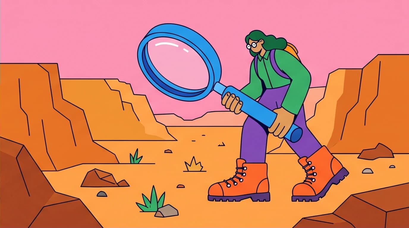 Illustration of boots-on-the-ground fieldwork, a key part of Louis L'Amour's research methods for achieving historical accuracy.