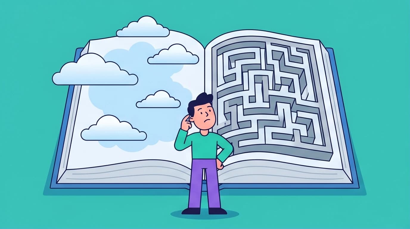 Illustration of the polarized review of the book 'Making Life Better Slowly', showing its dual nature as both simple comfort and a complex maze.