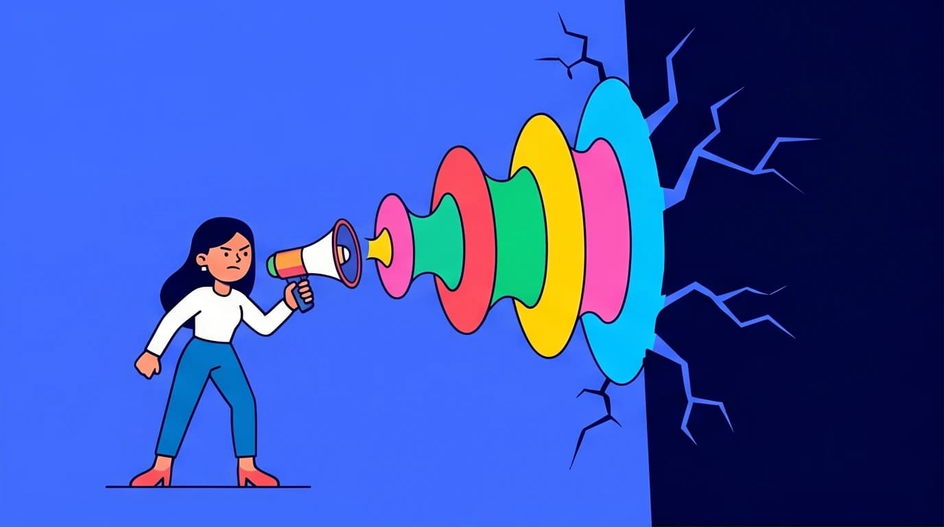 Illustration of the Malala Yousafzai leadership style, showing a single voice creating a global movement for girls' education.