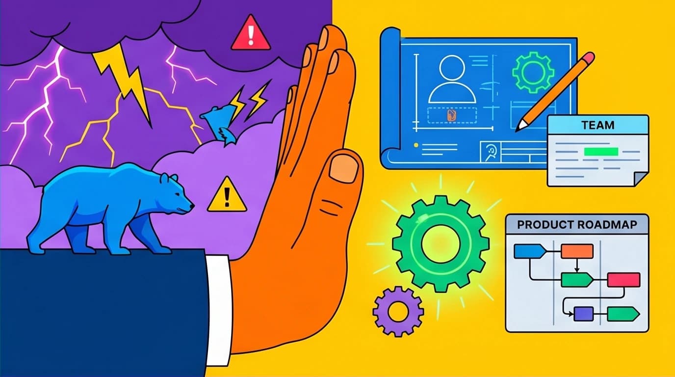 A leader applying Stoic leadership principles by dividing a chaotic business environment, focusing only on what they can control for effective management.