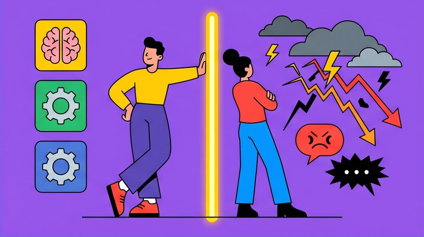 A visual representation of the Stoic Dichotomy of Control, showing a person focusing on internal choices while ignoring external chaos, a key lesson from Marcus Aurelius.