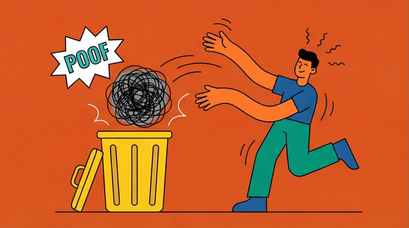 An illustration showing a person discarding a ball of anxiety, a visual metaphor for overcoming stress with Marcus Aurelius quotes.