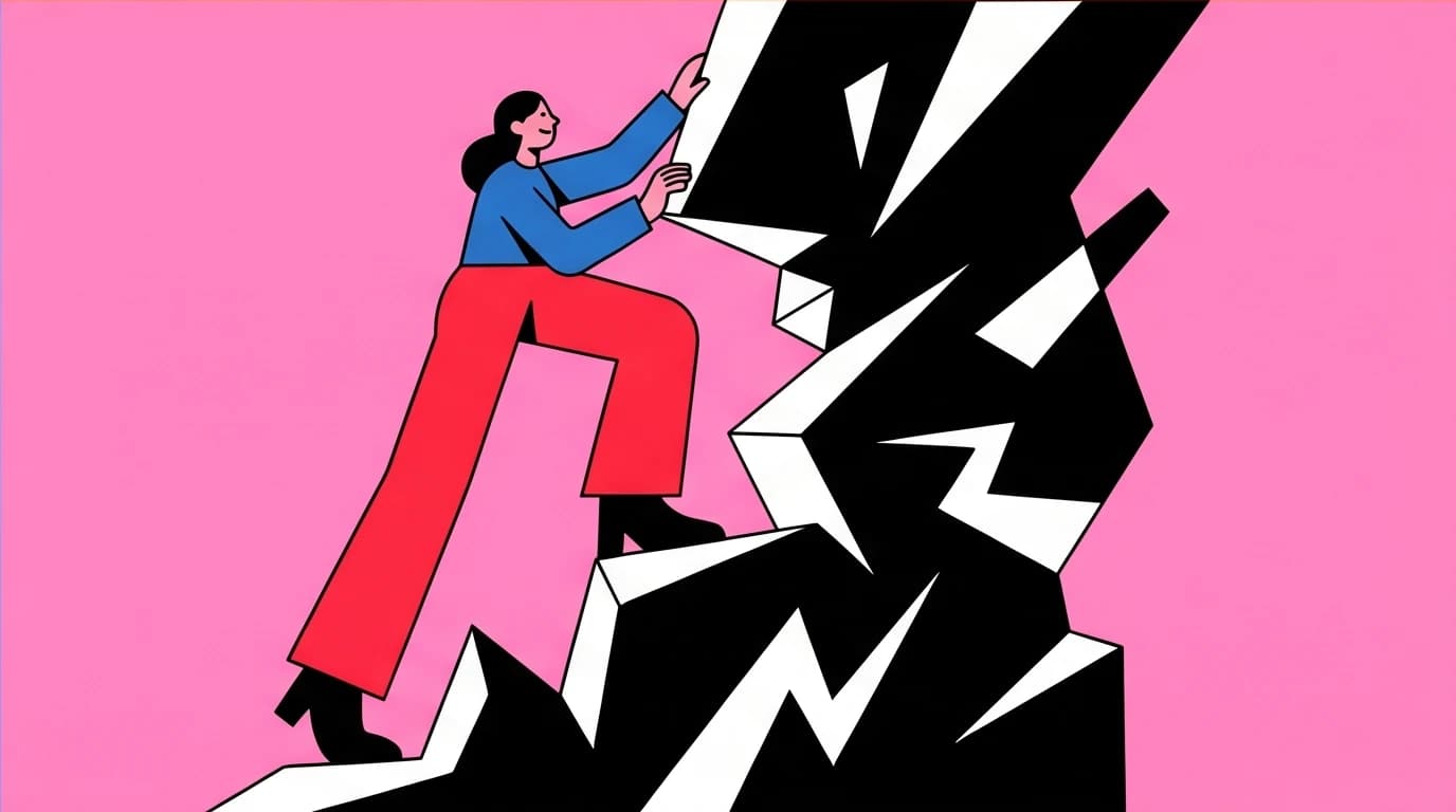 An illustration of a character turning an obstacle into a staircase, representing the Marcus Aurelius quote on strength and resilience.