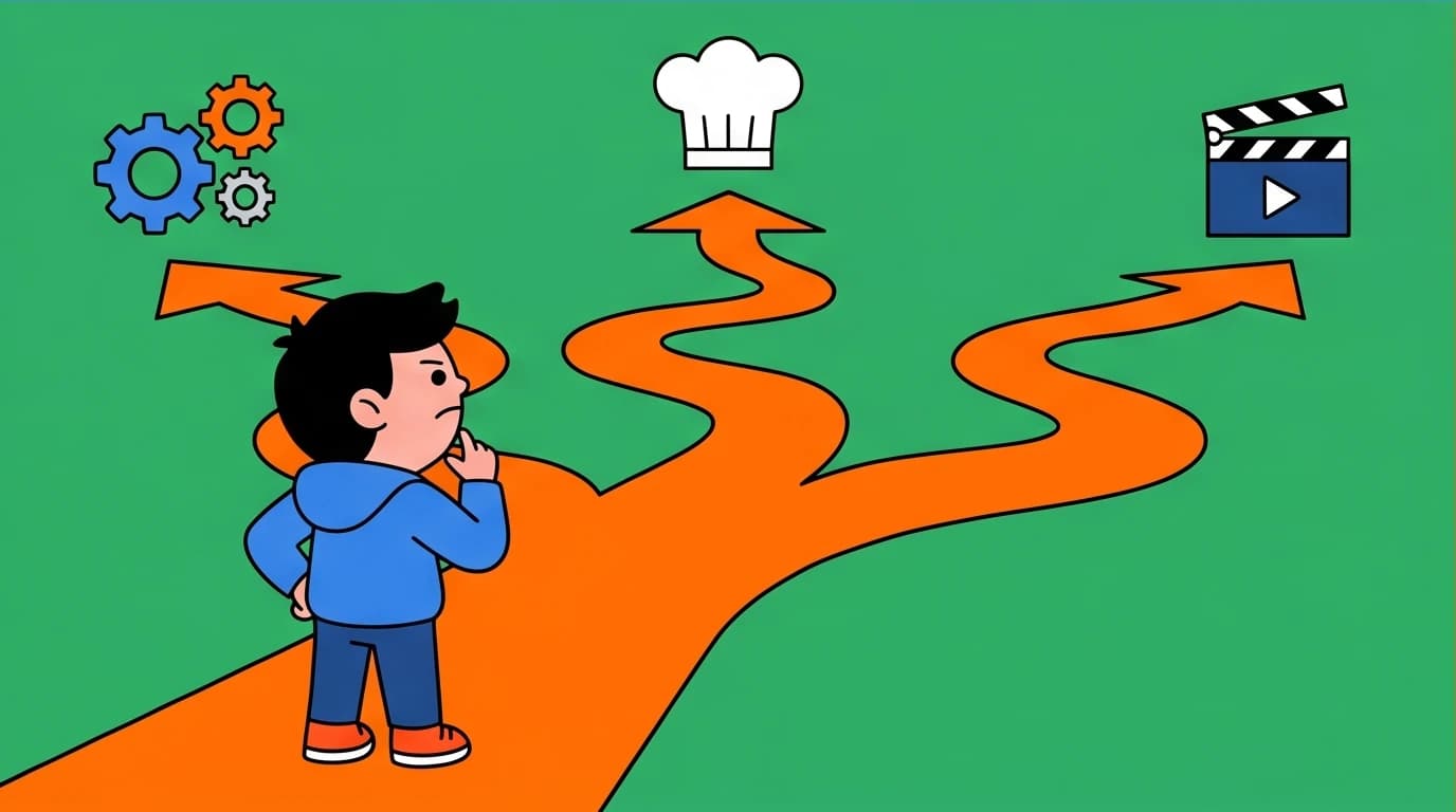 An image showing a child choosing their own career path without parental interference, illustrating the Maye Musk principle of letting children own their choices and follow their passions.