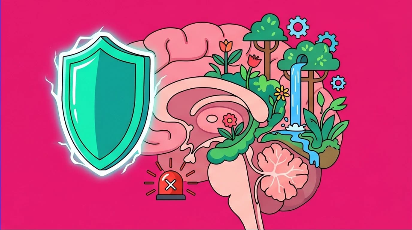 A diagram showing the scientific evidence of meditation's effect on the brain: a strengthened prefrontal cortex, a shrunken amygdala, and a denser hippocampus, illustrating brain plasticity.