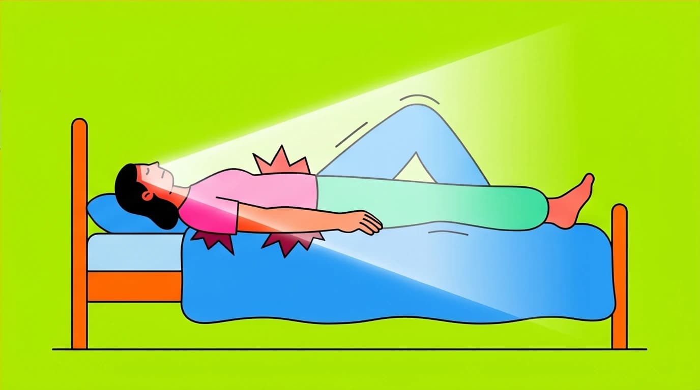 Visual of the body scan meditation for sleep, where focused attention melts away tension, a mindfulness stress reduction (MBSR) practice.