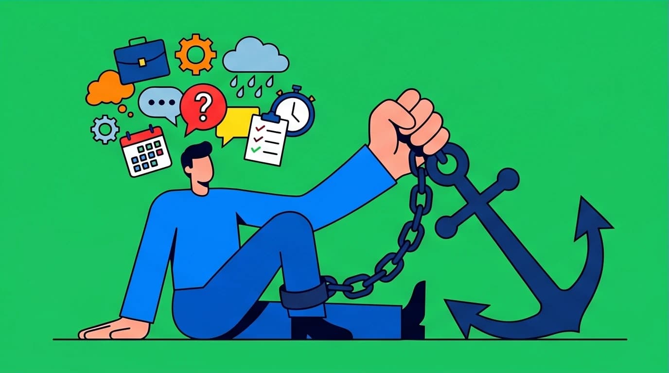 A character uses morning meditation as an anchor to ground scattered thoughts from burnout, a key part of a successful mindset routine.
