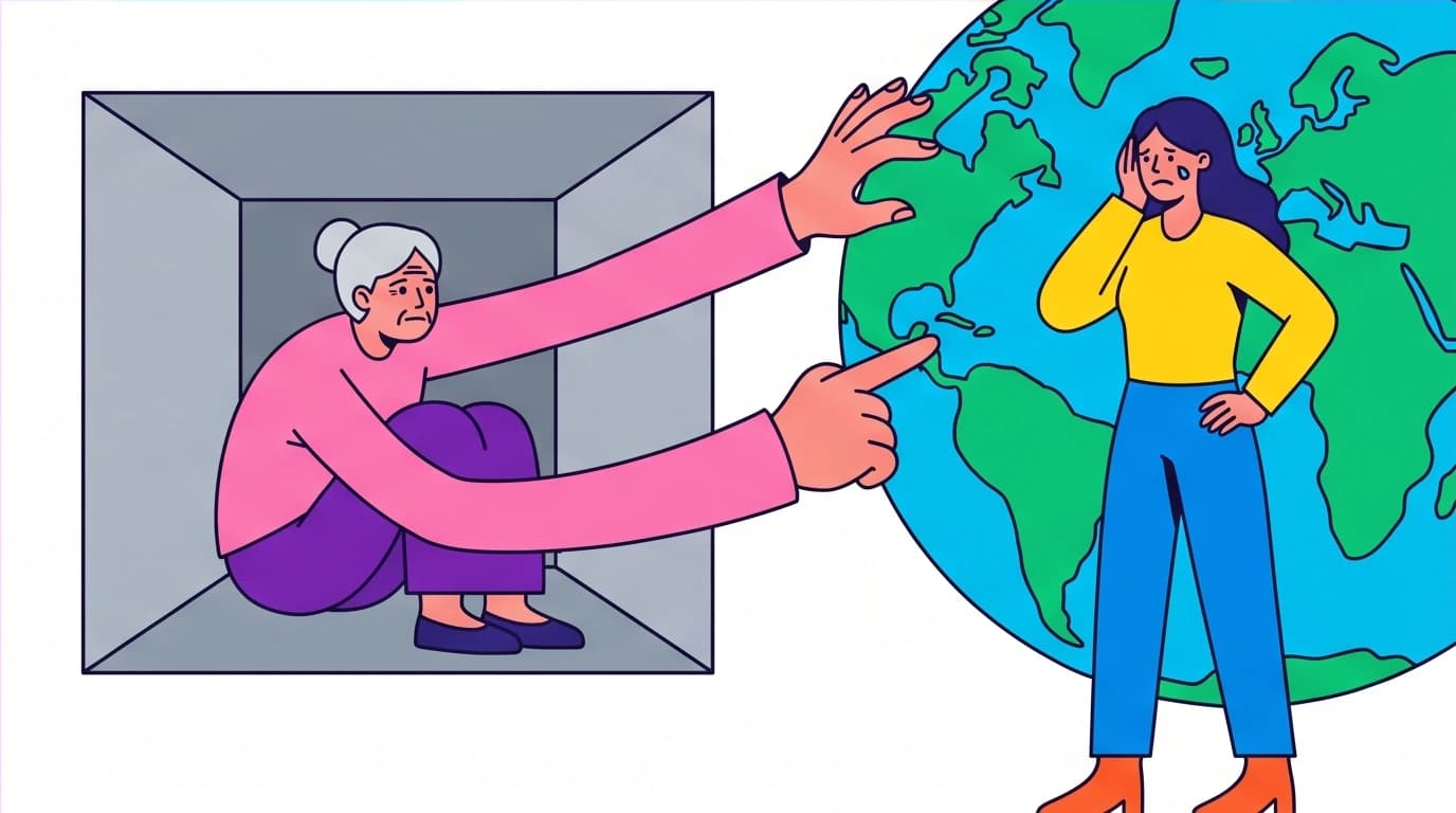 Understanding aging parents: An elderly mother in a shrinking world tries to control her daughter's life, a common family dynamic.