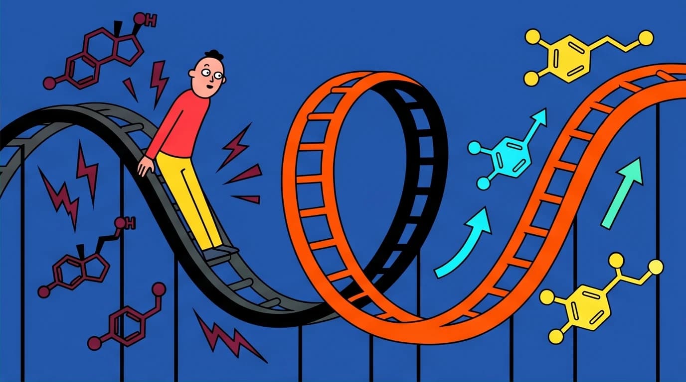 A person on a chemical rollercoaster of cortisol and dopamine, illustrating how to break a trauma bond through understanding nervous system dysregulation.