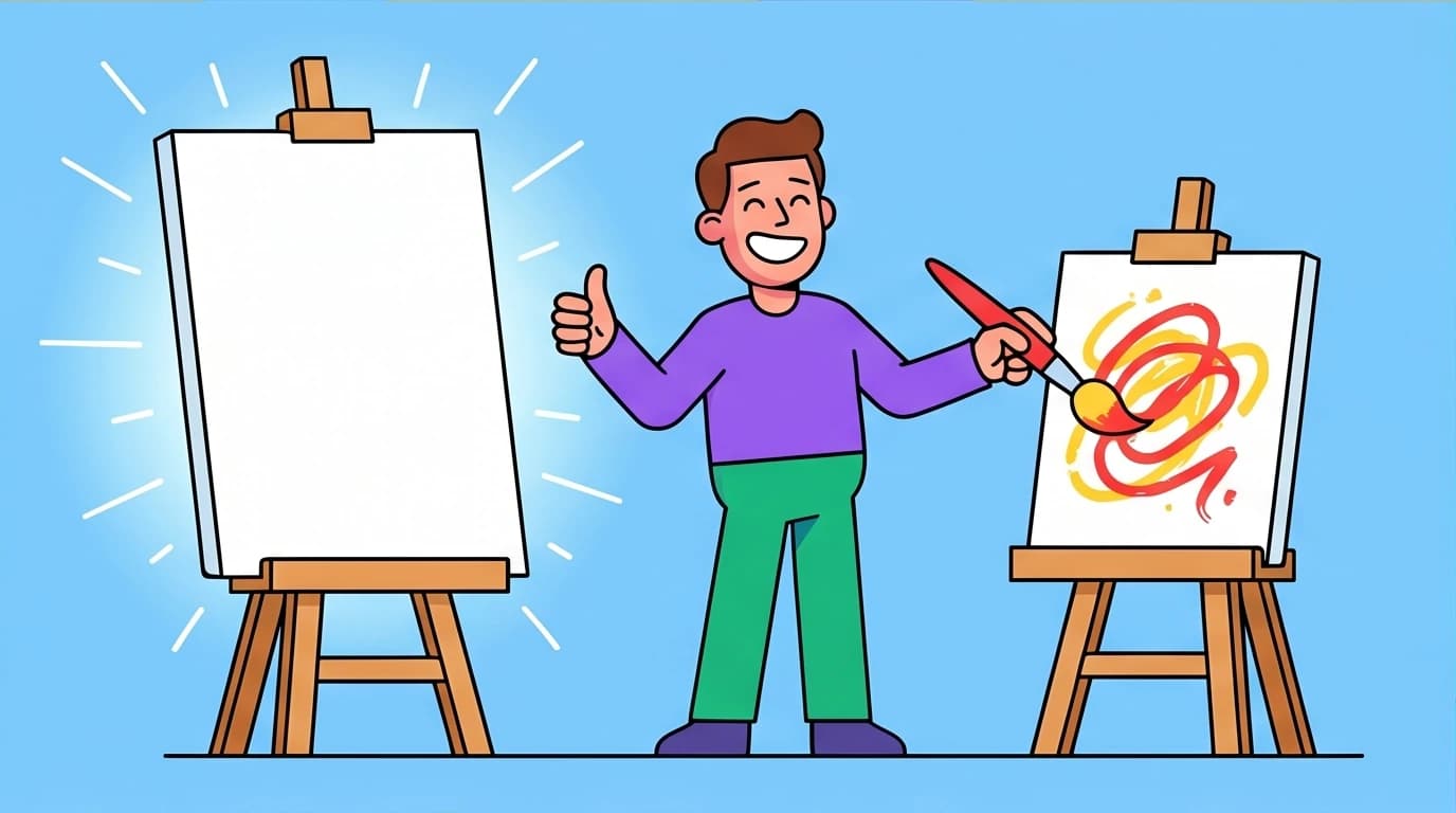 A productivity strategy to overcome procrastination: a character chooses to create a 'worst first draft' instead of facing an intimidating blank page.