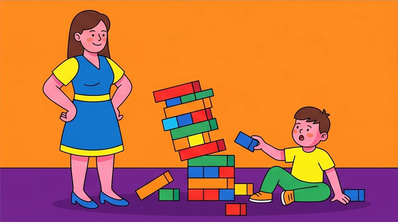 A mother allows her child to learn from a small mistake, an example of the 'good enough mother psychology' for building resilience.