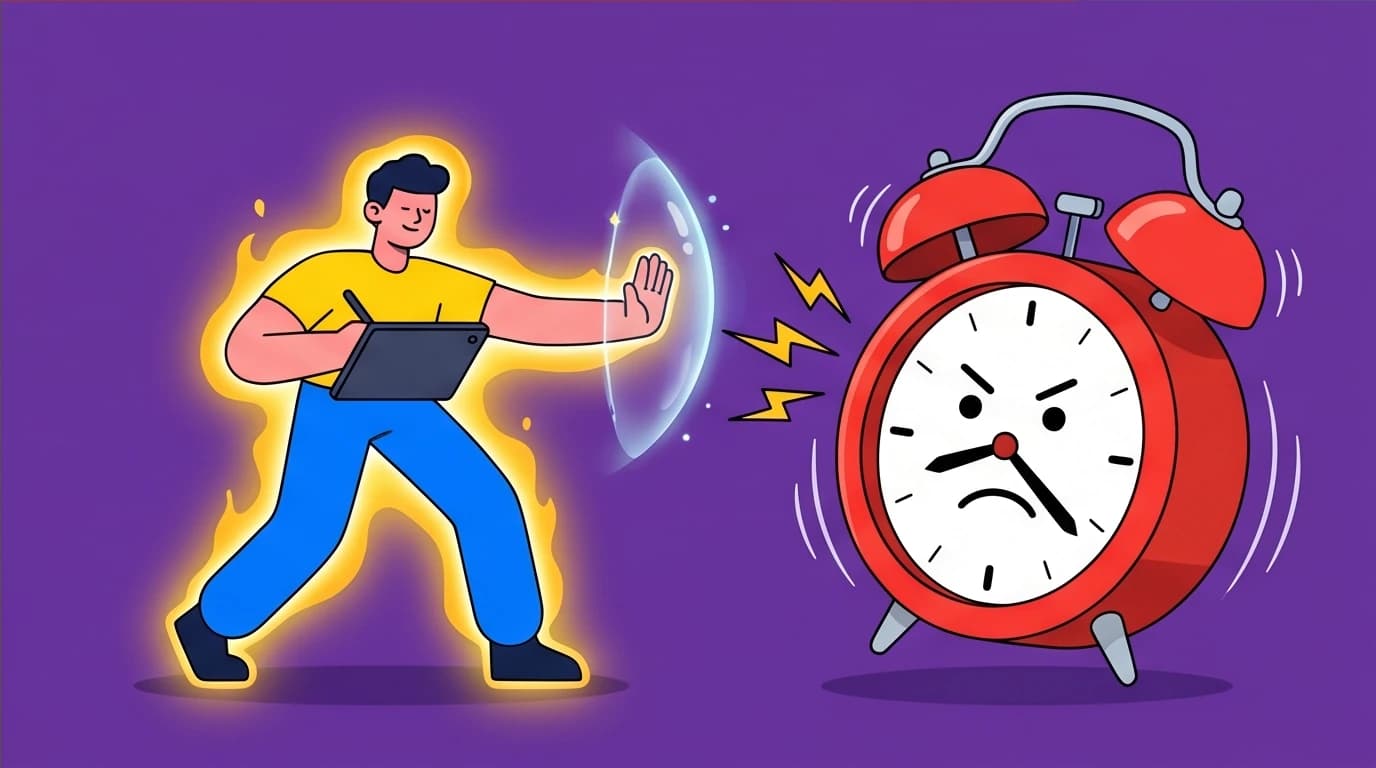 An advanced Pomodoro Technique tip: a person protecting their 'flow state' from interruption to maximize creative productivity.