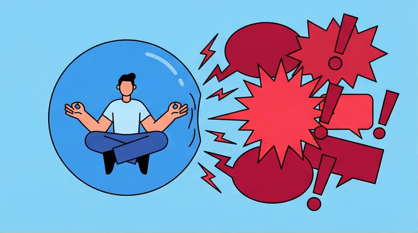 An illustration from the Quiet by Susan Cain summary showing an introvert protected from the loud demands of the extrovert ideal.