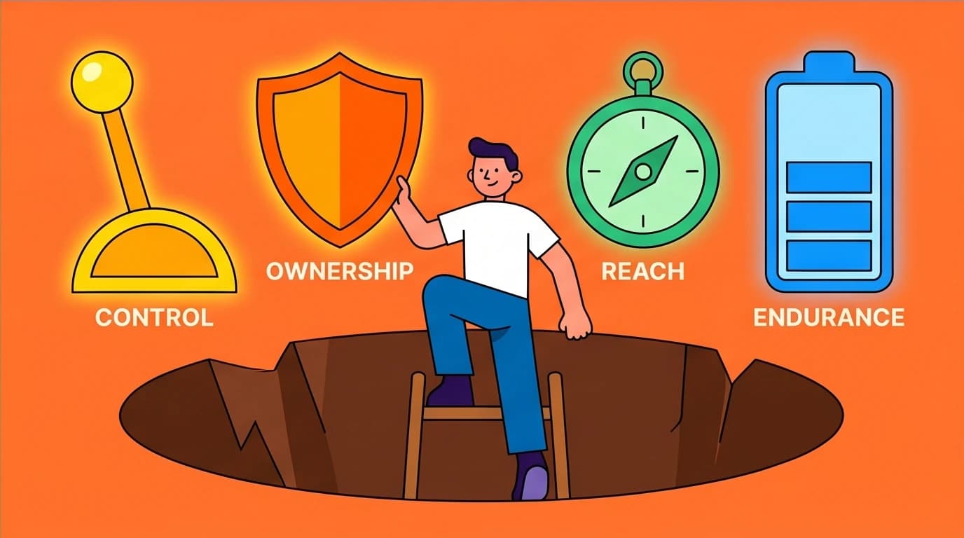 A character using the CORE tools of Adversity Quotient (AQ) - Control, Ownership, Reach, Endurance - to overcome challenges and turn a crisis into an opportunity.