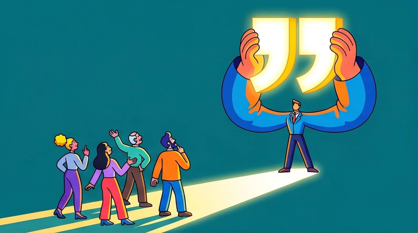 An illustration of a leader using a Simon Sinek leadership quote, represented by a glowing symbol, to illuminate a clear path for their team.