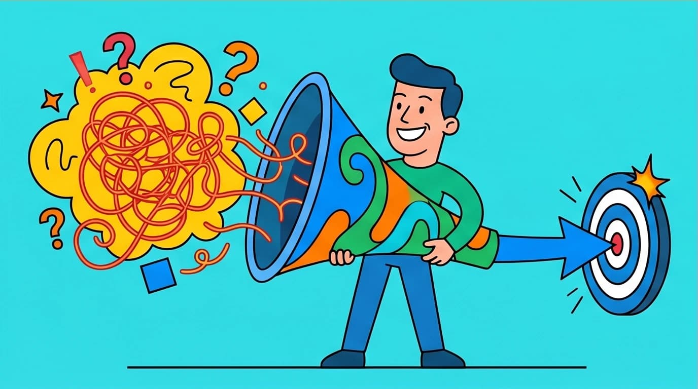 An illustration of turning vague ideas into concrete professional goals using the SMARTER framework, perfect for sales, marketing, and project management roles.