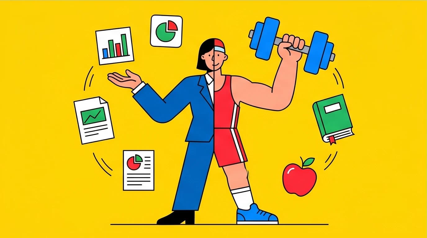 A person applies SMARTER goals for personal development, balancing professional objectives with personal habits like fitness and reading.