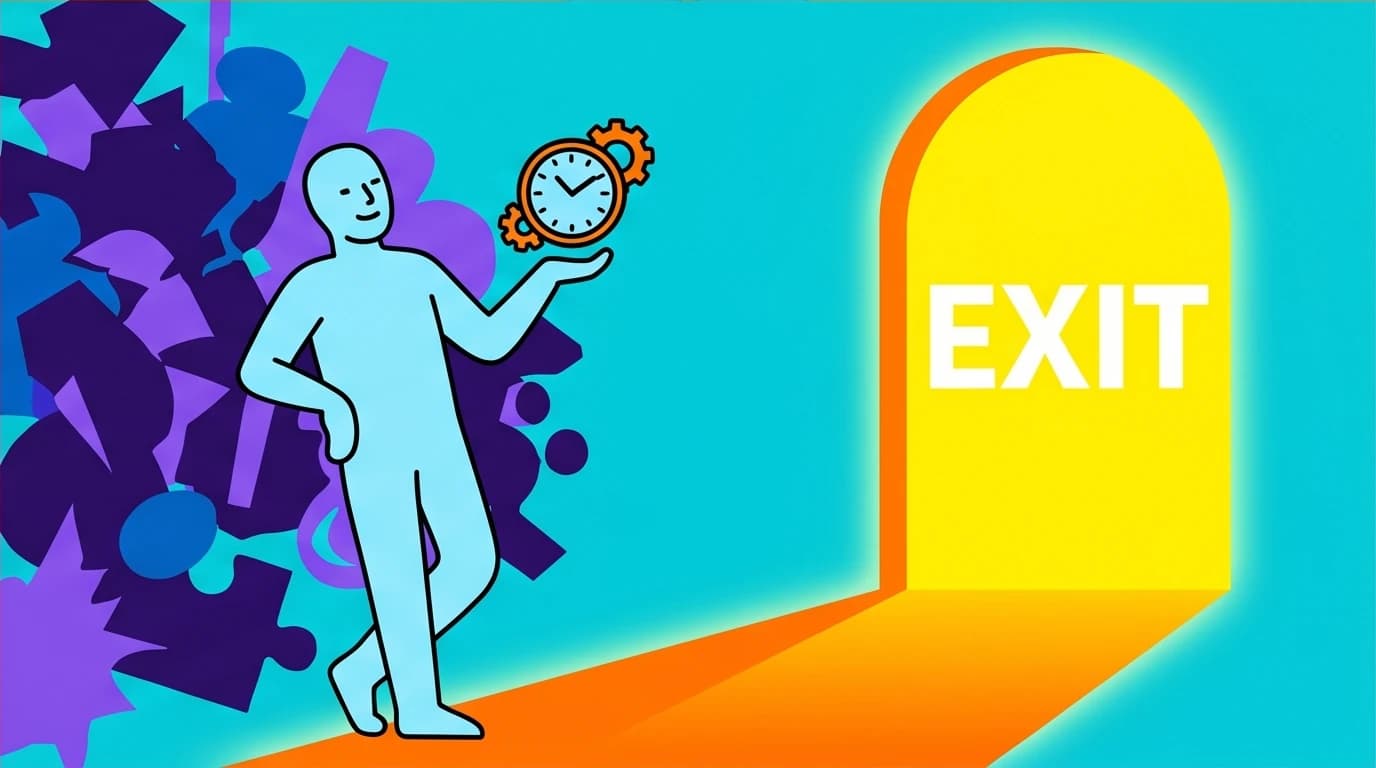 An introvert feeling calm at a party with a clear exit plan, a strategy for overcoming social anxiety and managing social energy.