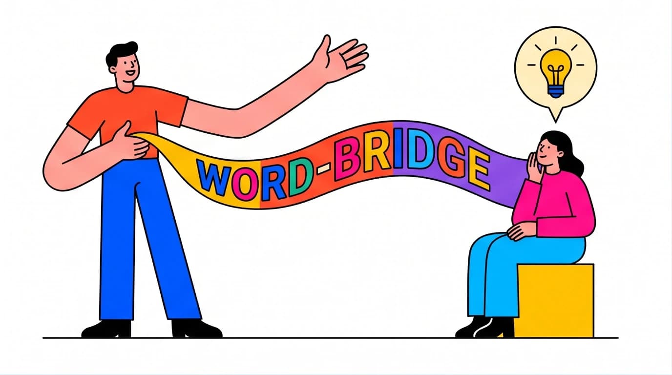 An illustration showing how storytelling for empathy builds a colorful bridge of human connection between two people, enhancing communication.