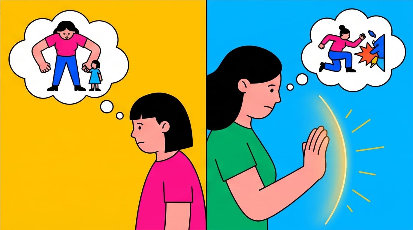 Illustration of shifting perspectives in empathetic storytelling, revealing the hidden motivations behind a mother-daughter conflict.