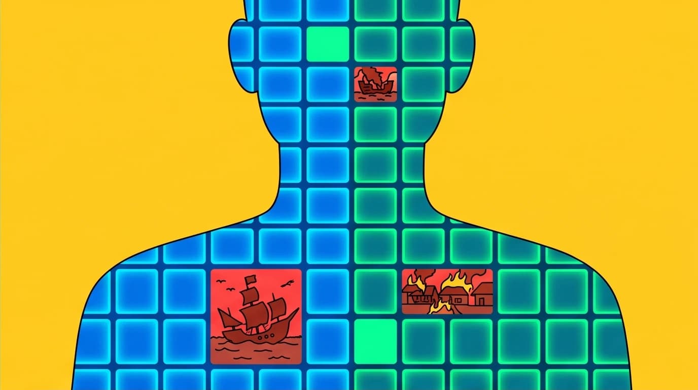 Diagram of a human silhouette showing how cellular memory stores past life trauma in specific cells, a core concept in Sylvia Browne's healing philosophy.