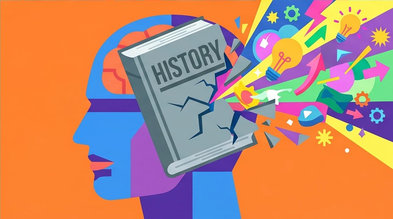 Illustration of a mind-blowing paradigm shift, representing how 'Taiwan's 400-Year History' shatters traditional historical views.