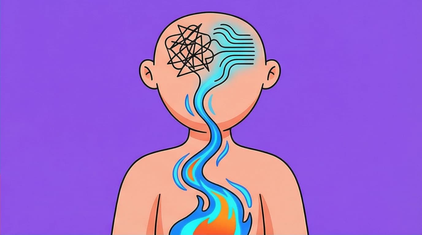 A visual metaphor for bottom-up healing, where the body sends calming signals to the brain, a core concept in The Body Keeps the Score.