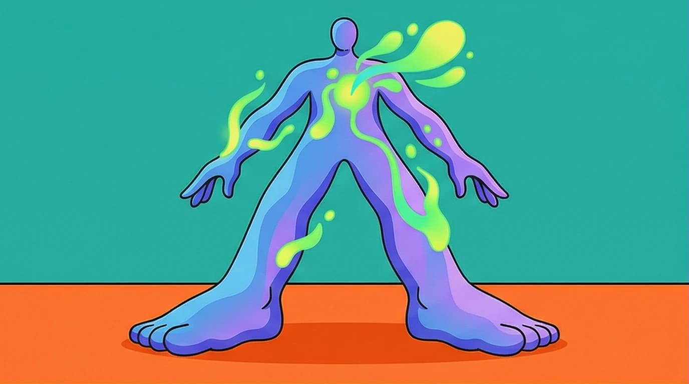 An illustration for The Body Keeps the Score Workbook showing a person releasing trapped trauma through somatic therapy and nervous system regulation.