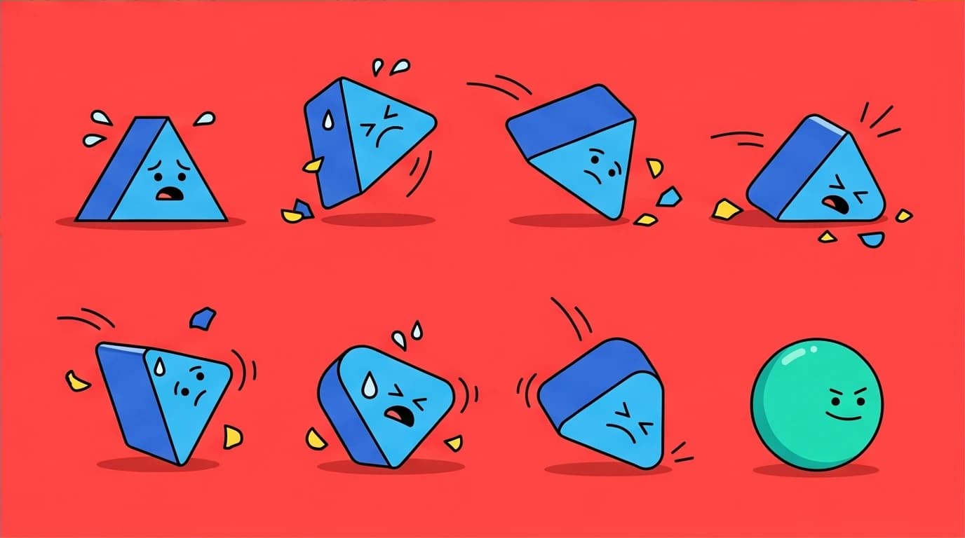 An illustration of the difficult process of building emotional independence by 'wearing down your corners,' inspired by the Shel Silverstein lesson.