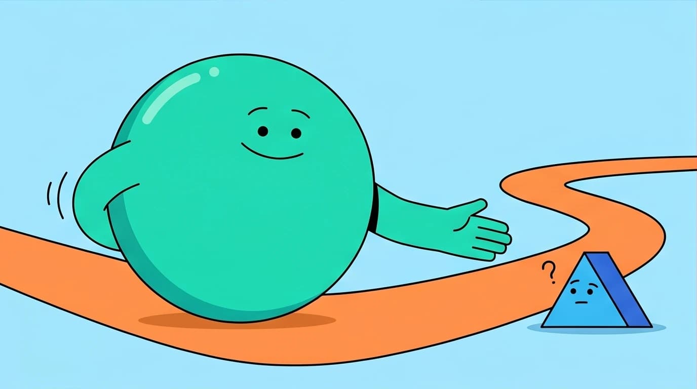 The Big O character modeling emotional independence for the missing piece, a core concept from Shel Silverstein's philosophy on self completeness.