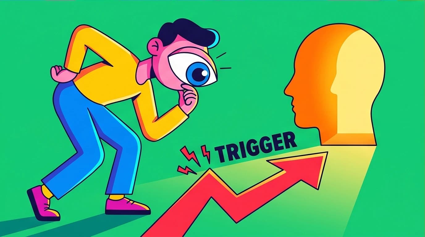 A person follows an emotional trigger like a map to uncover their inner subconscious blocks, a key step towards self-mastery.