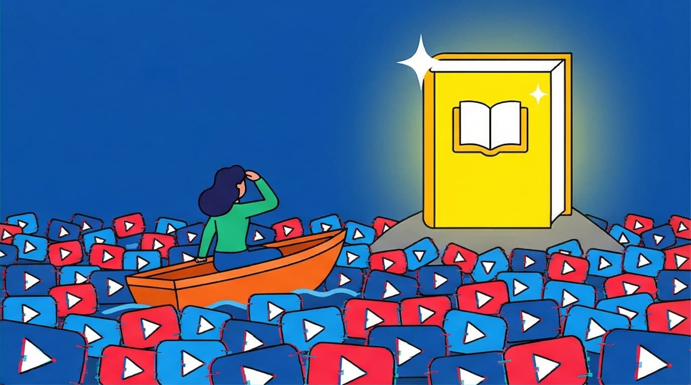 A person navigating a sea of options to find the best quality Napoleon Hill audiobook, avoiding low-quality recordings.