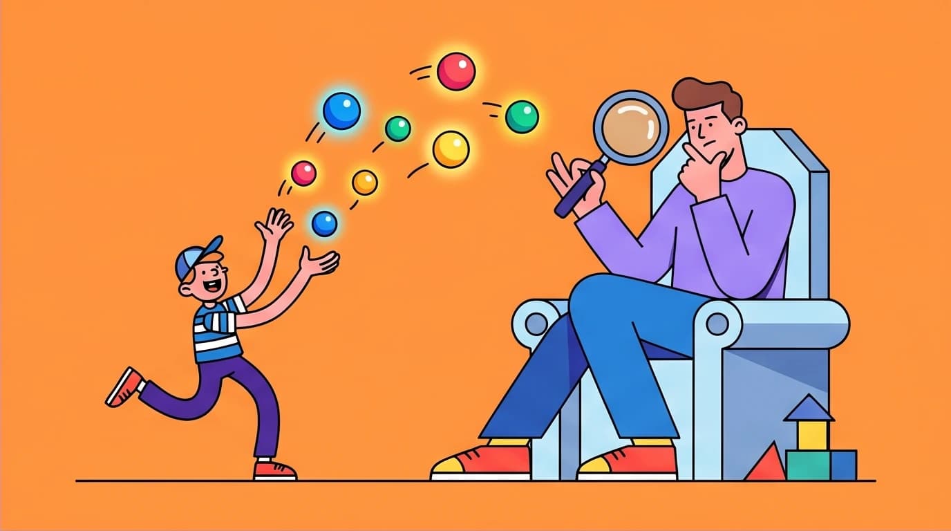 A visual metaphor for how the intuitive System 1 provides endless suggestions to the deliberate System 2, a key idea in behavioral economics from Thinking Fast and Slow.