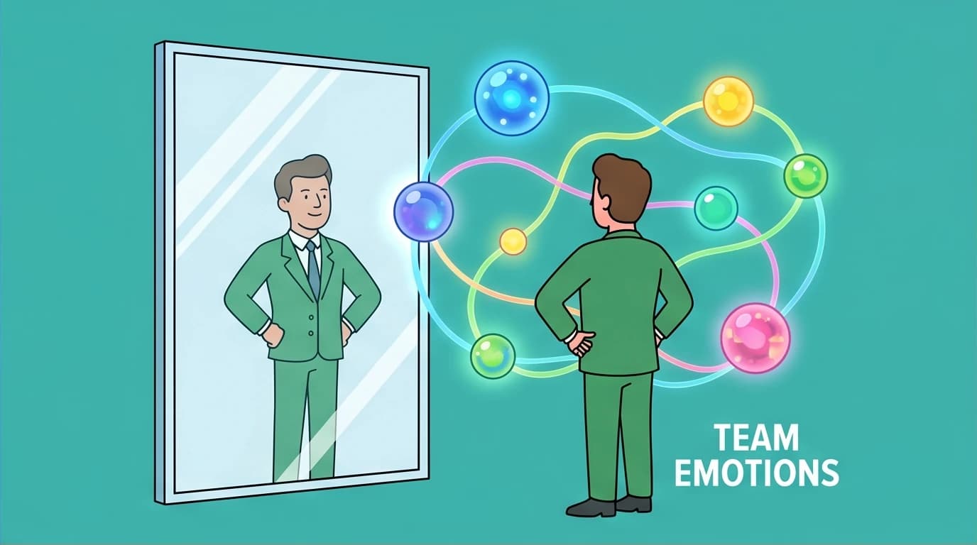 An executive sees their team's emotional state instead of their own reflection, highlighting the human element in the best books on leadership.